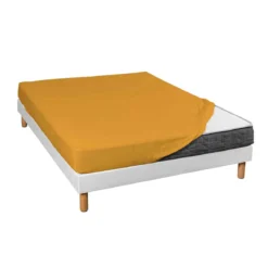 Drap housse jersey jaune moutarde bonnet 30 cm