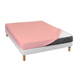 Drap housse jersey rose thé bonnet 30 cm 100% coton biologique