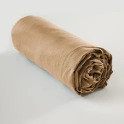 Drap housse lyocell uni Terre de Nuit Lysandre