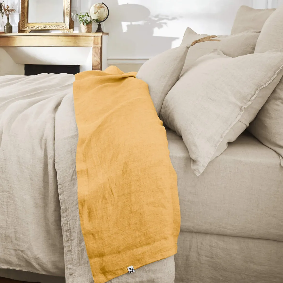 Drap plat lin lavé