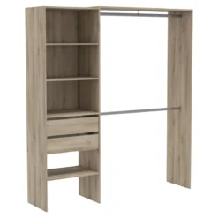Dressing modulable avec étagères et tiroirs bois clair - DR118