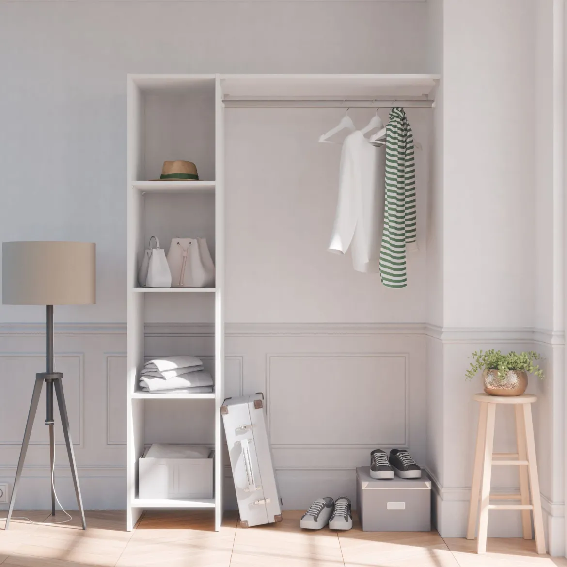 Dressing modulable avec étagères blanc - DR117
