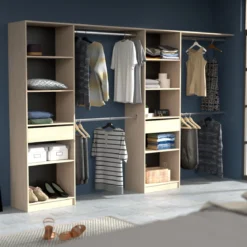 Dressing ouvert avec étagères, réversible bois naturel