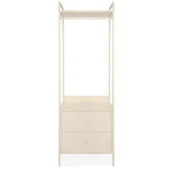 Dressing ouvert bois et métal avec tiroirs