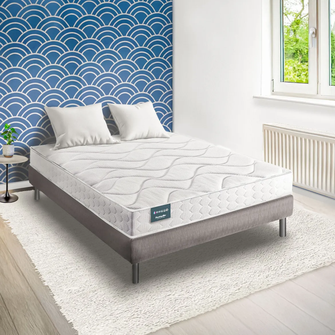 Ensemble Dunlopillo Aérial® 18 cm TULIPE, matelas, sommier, pieds