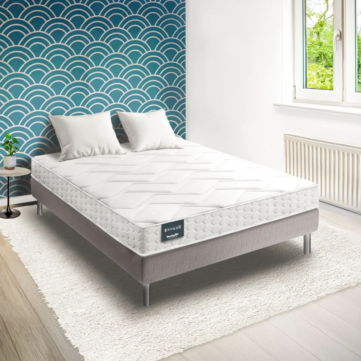 Ensemble Dunlopillo Aérial® 20 cm JONQUILLE, matelas, sommier, pieds