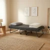 Ensemble lit d’appoint pliant sur roulettes avec matelas mousse 90x190 cm- Terre de Nuit
