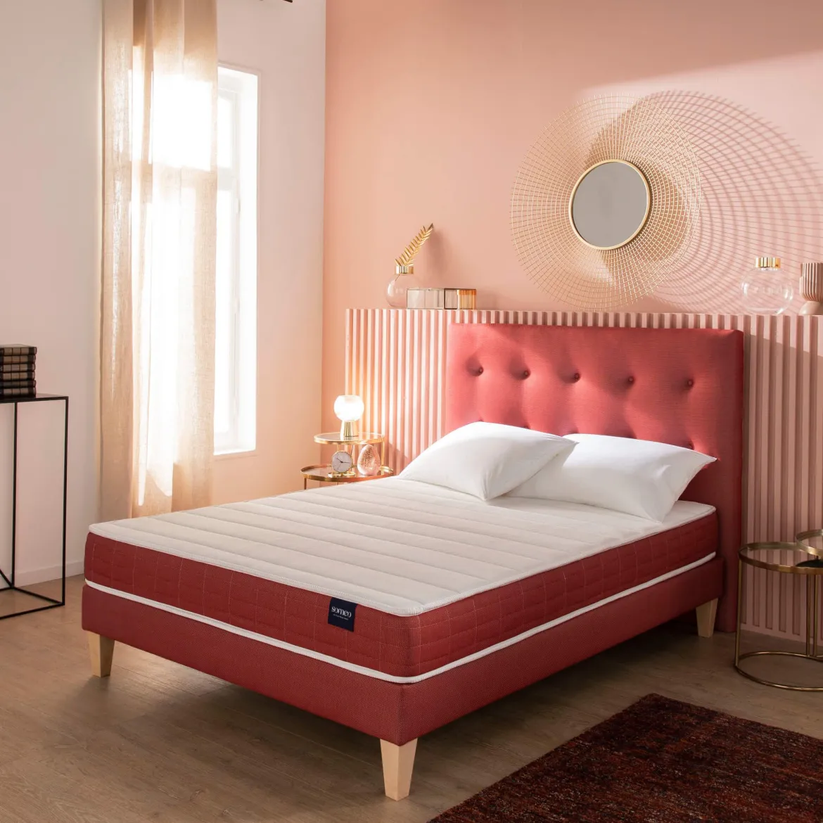 Ensemble matelas couchage latex, sommier et pieds Crépuscule 400 - SOMEO