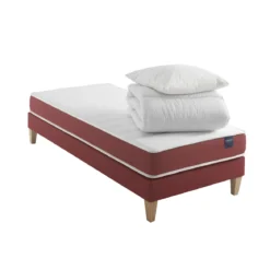 Ensemble matelas couchage latex, sommier, pieds, couette et oreiller Crépuscule 400 - SOMEO