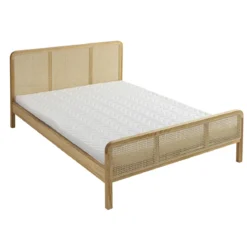Ensemble matelas ferme mousse Tranquillité 2.0 + Lit adulte cannage bois naturel - LT17018