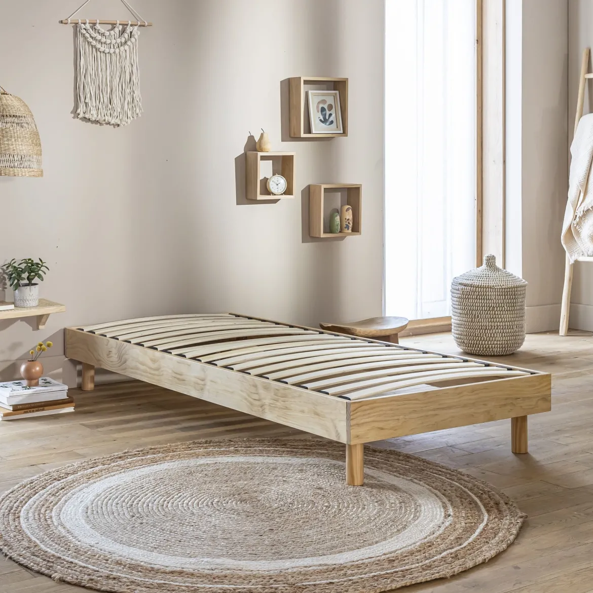 Ensemble matelas ferme mousse Tranquillité 2.0 + Sommier kit enfant en bois massif