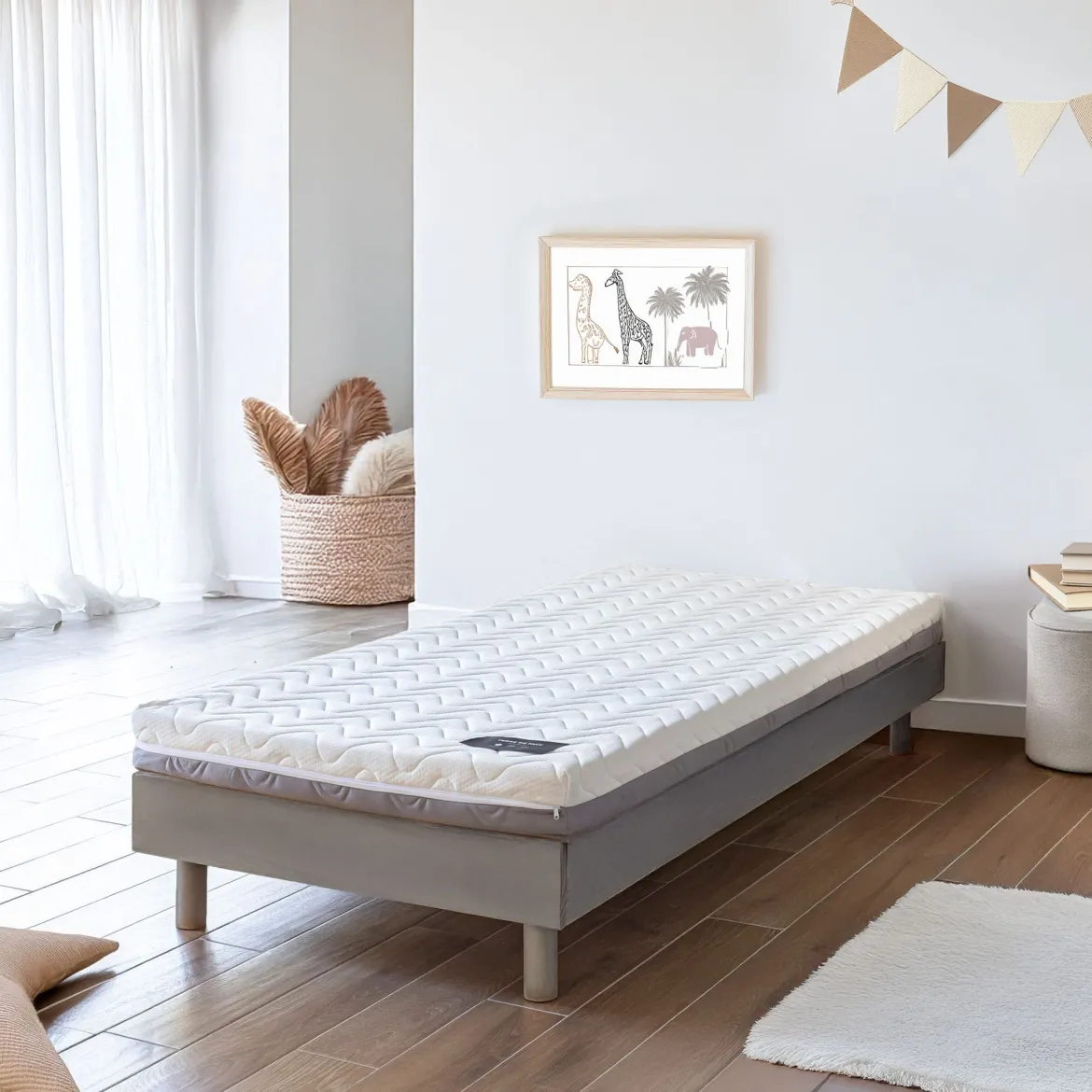 Ensemble matelas ferme mousse Tranquillité 2.0 + Sommier kit enfant en bois massif