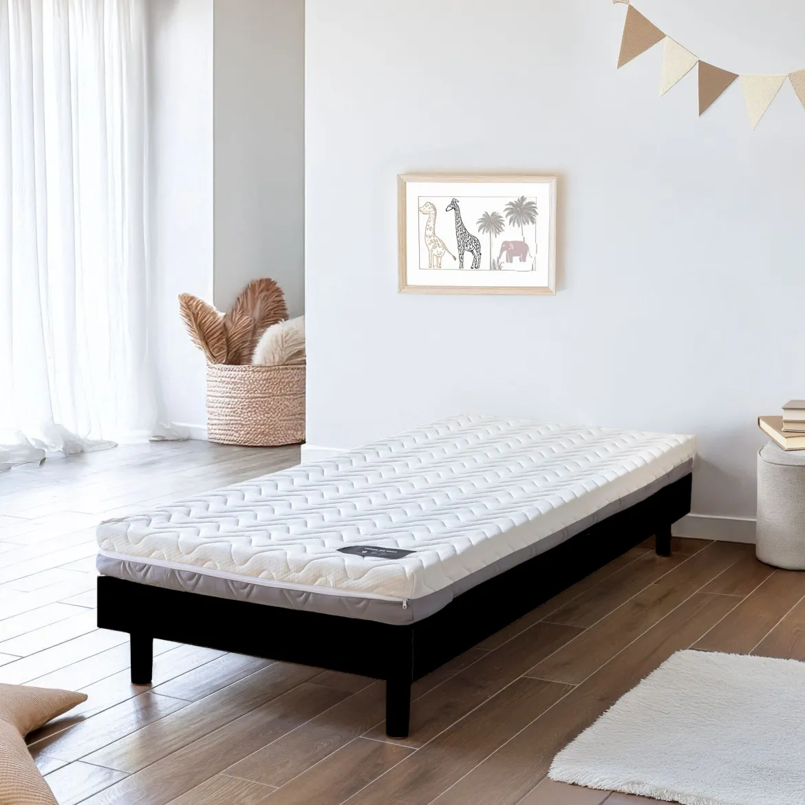 Ensemble matelas ferme mousse Tranquillité 2.0 + Sommier kit enfant en bois massif