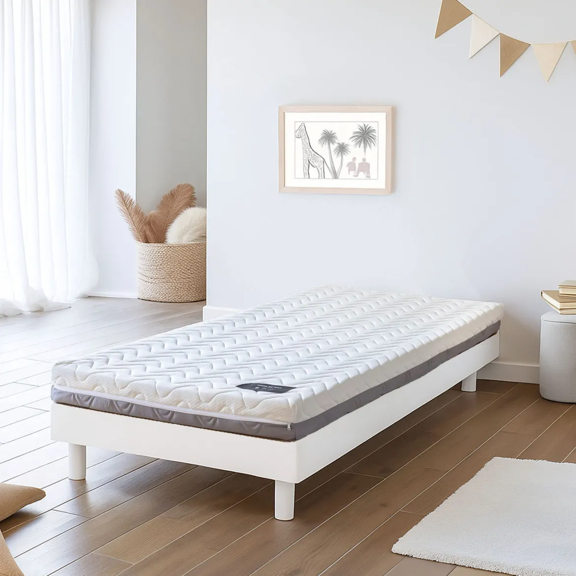 Ensemble matelas ferme mousse Tranquillité 2.0 + Sommier kit enfant en bois massif