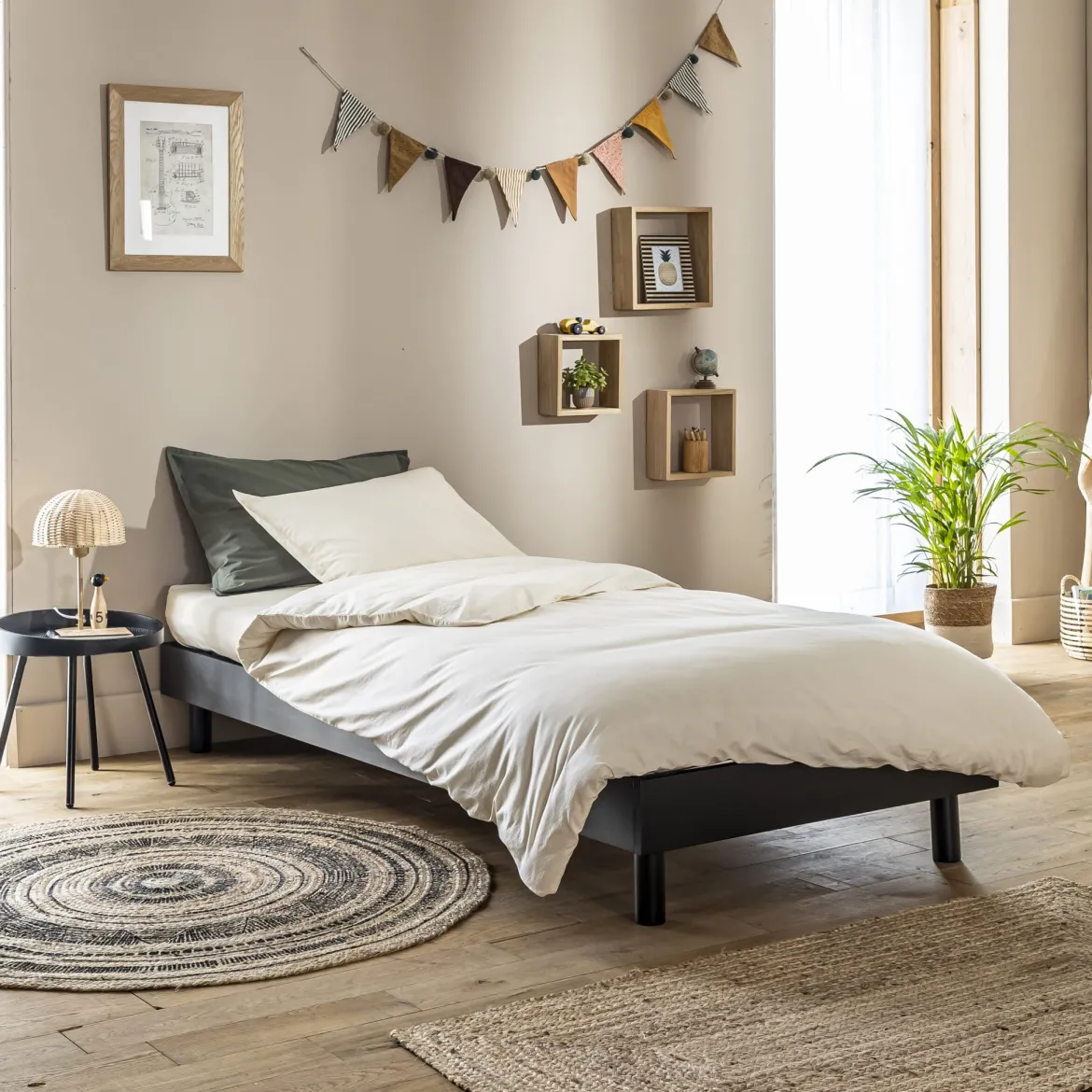 Ensemble matelas ferme mousse Tranquillité 2.0 + Sommier kit enfant en bois massif