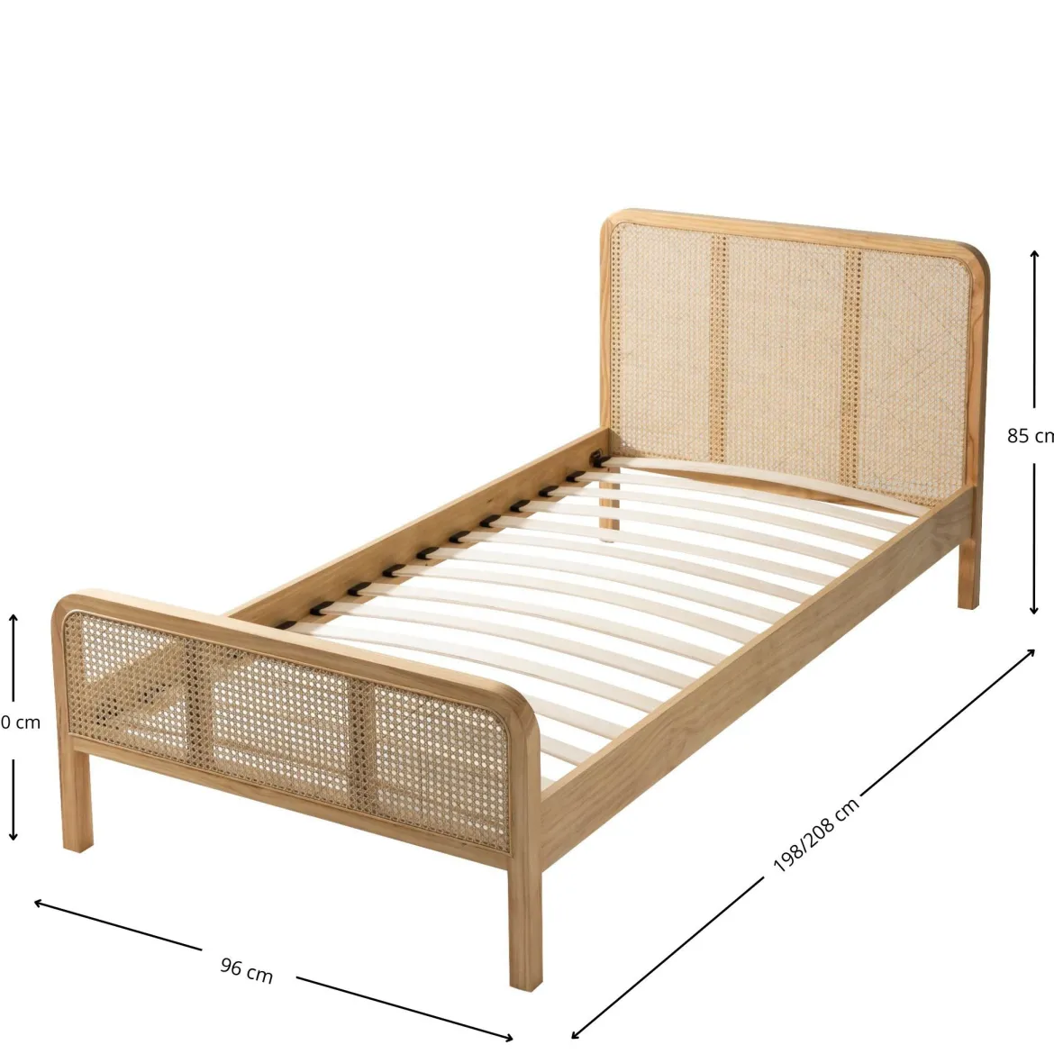 Ensemble matelas ferme mousse Tranquillité 2.0 + Lit enfant cannage bois naturel - LT17018