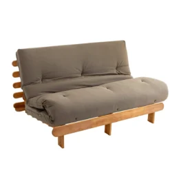 Ensemble matelas futon en coton et structure en bois massif naturel