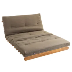 Ensemble matelas futon en coton et structure en bois massif naturel