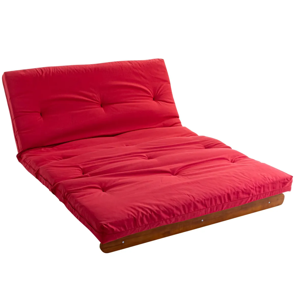 Ensemble matelas futon en coton et structure en bois massif noisette