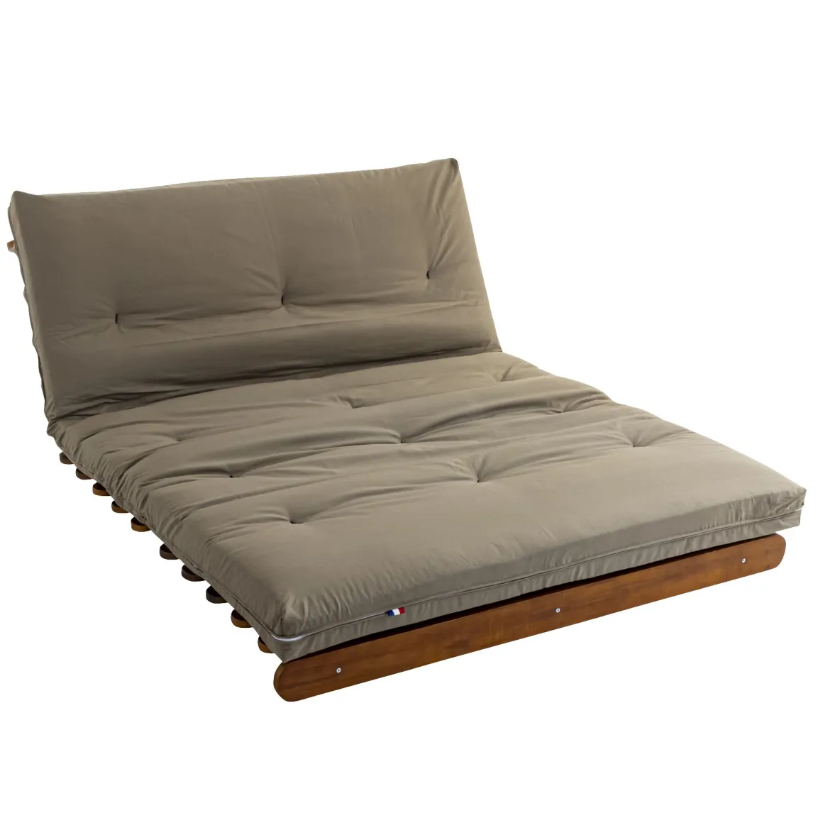 Ensemble matelas futon en coton et structure en bois massif noisette