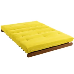 Ensemble matelas futon en coton et structure en bois massif noisette