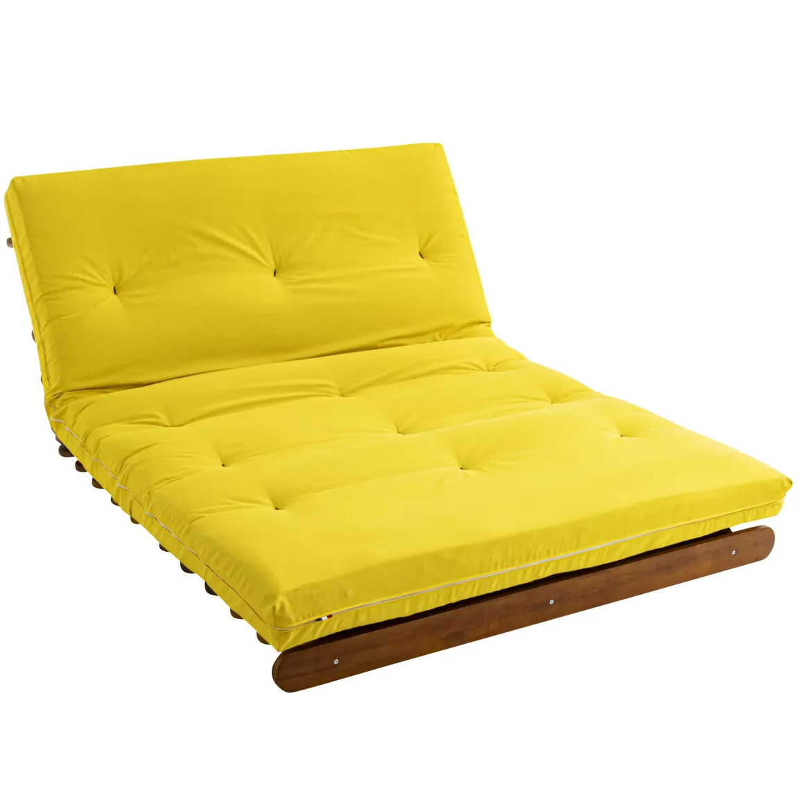Ensemble matelas futon en coton et structure en bois massif noisette