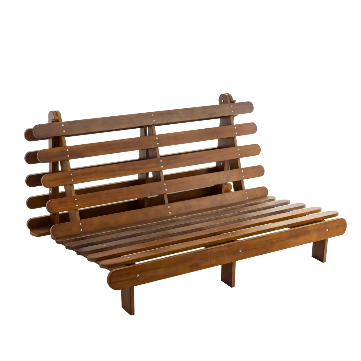 Ensemble matelas futon en coton et structure en bois massif noisette