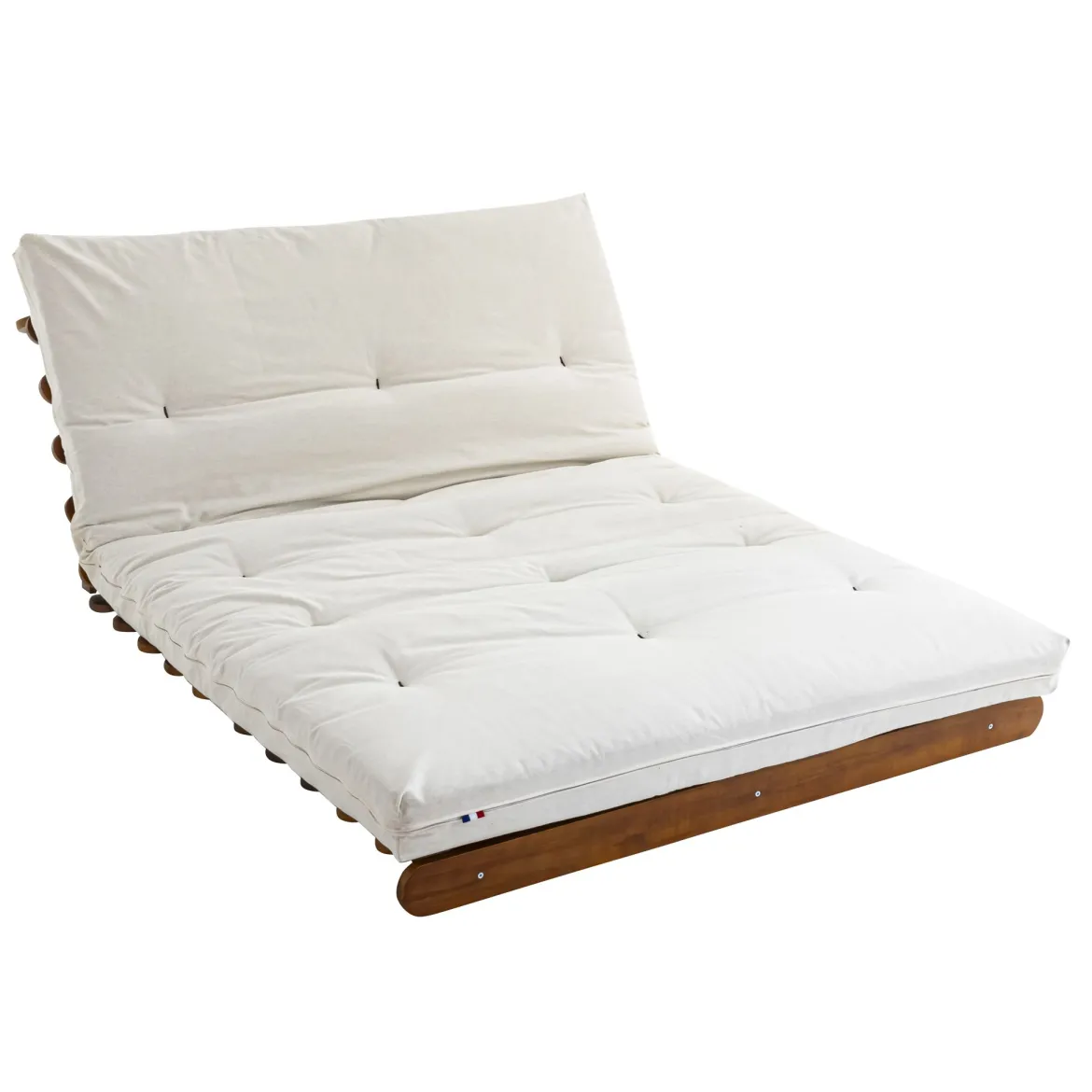 Ensemble matelas futon en coton et structure en bois massif noisette