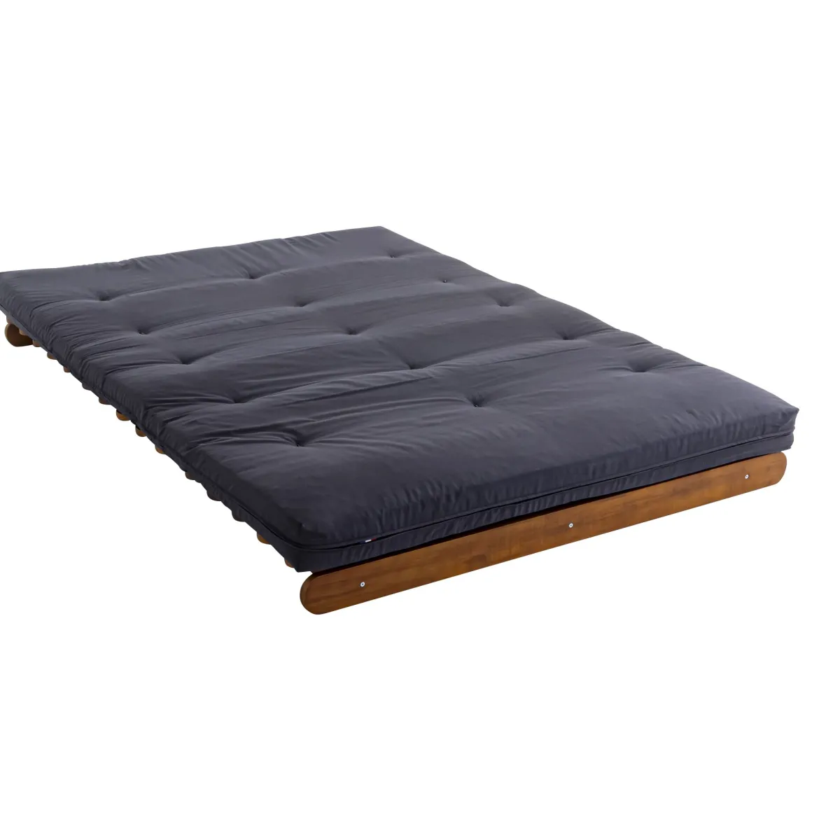 Ensemble matelas futon en coton et structure en bois massif noisette