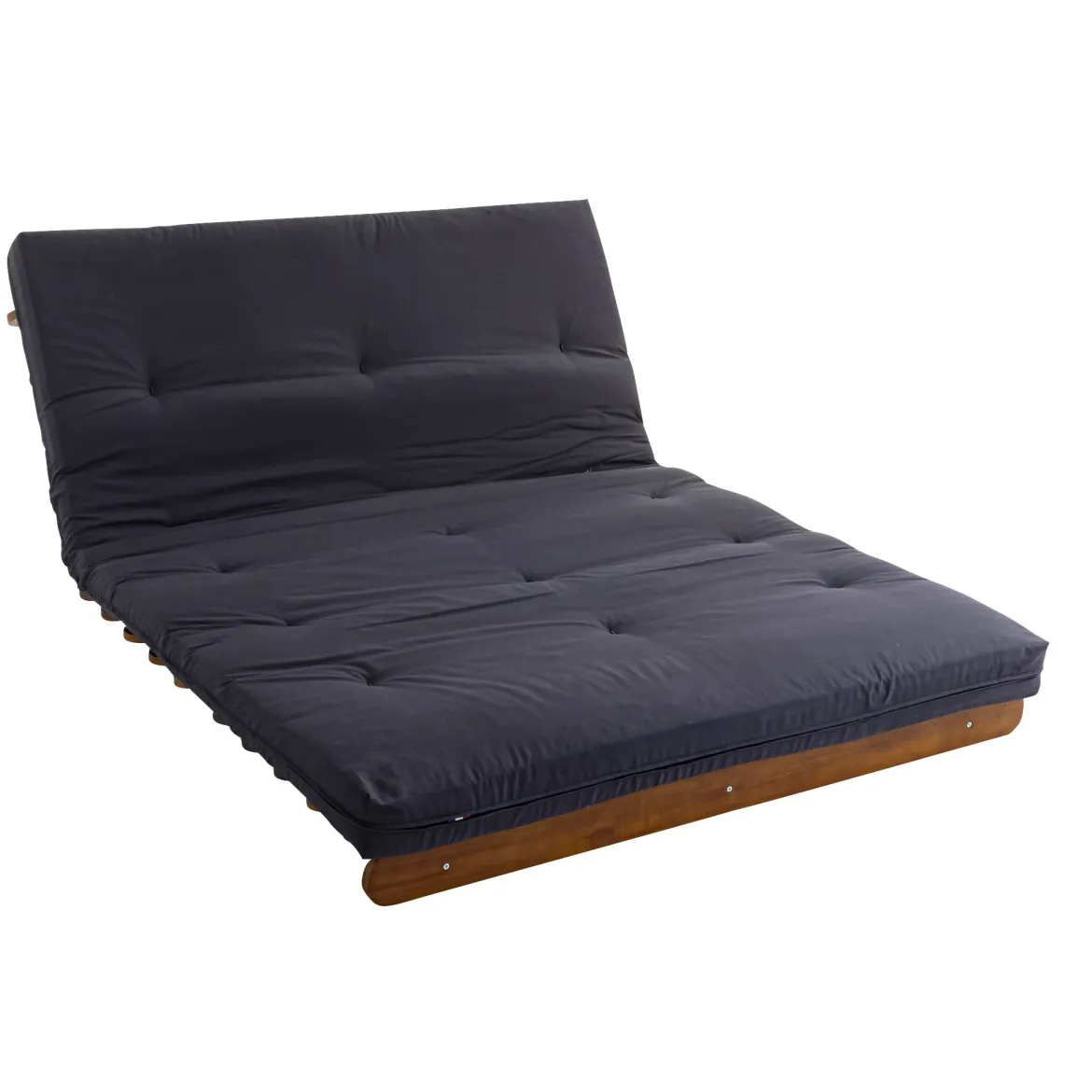Ensemble matelas futon en coton et structure en bois massif noisette
