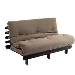 Ensemble matelas futon en coton et structure en bois massif noir