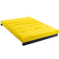 Ensemble matelas futon en coton et structure en bois massif noir