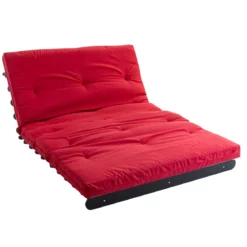 Ensemble matelas futon en coton et structure en bois massif noir