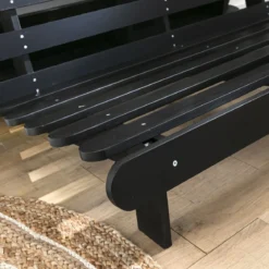 Ensemble matelas futon en coton et structure en bois massif noir
