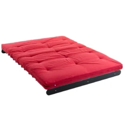Ensemble matelas futon en coton et structure en bois massif noir