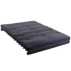 Ensemble matelas futon en coton et structure en bois massif noir