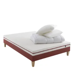 Ensemble matelas junior 100% latex, sommier, pieds, couette et oreiller Crépuscule 200 - SOMEO