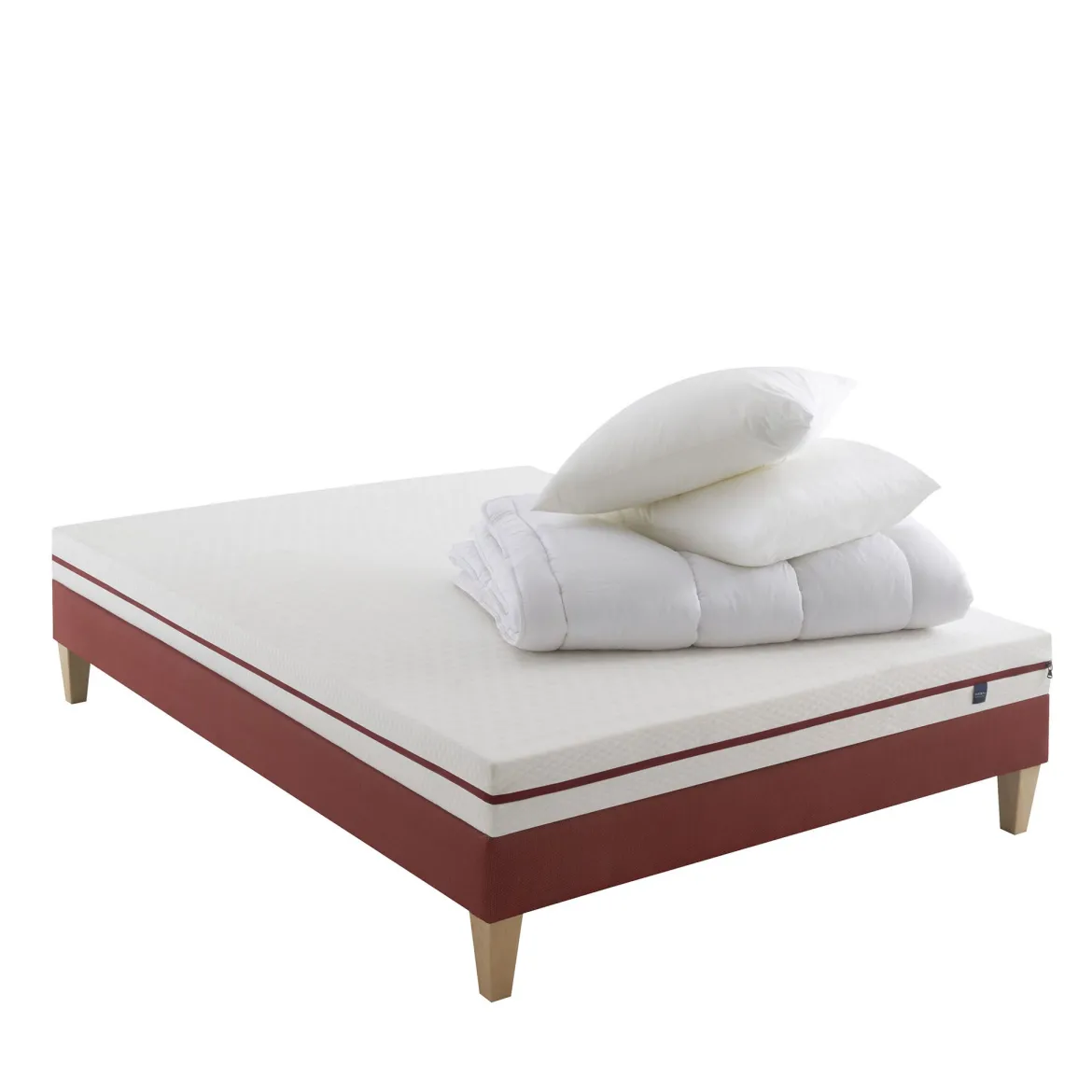 Ensemble matelas junior 100% latex, sommier, pieds, couette et oreiller Crépuscule 200 - SOMEO