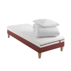Ensemble matelas junior 100% latex, sommier, pieds, couette et oreiller Crépuscule 200 - SOMEO