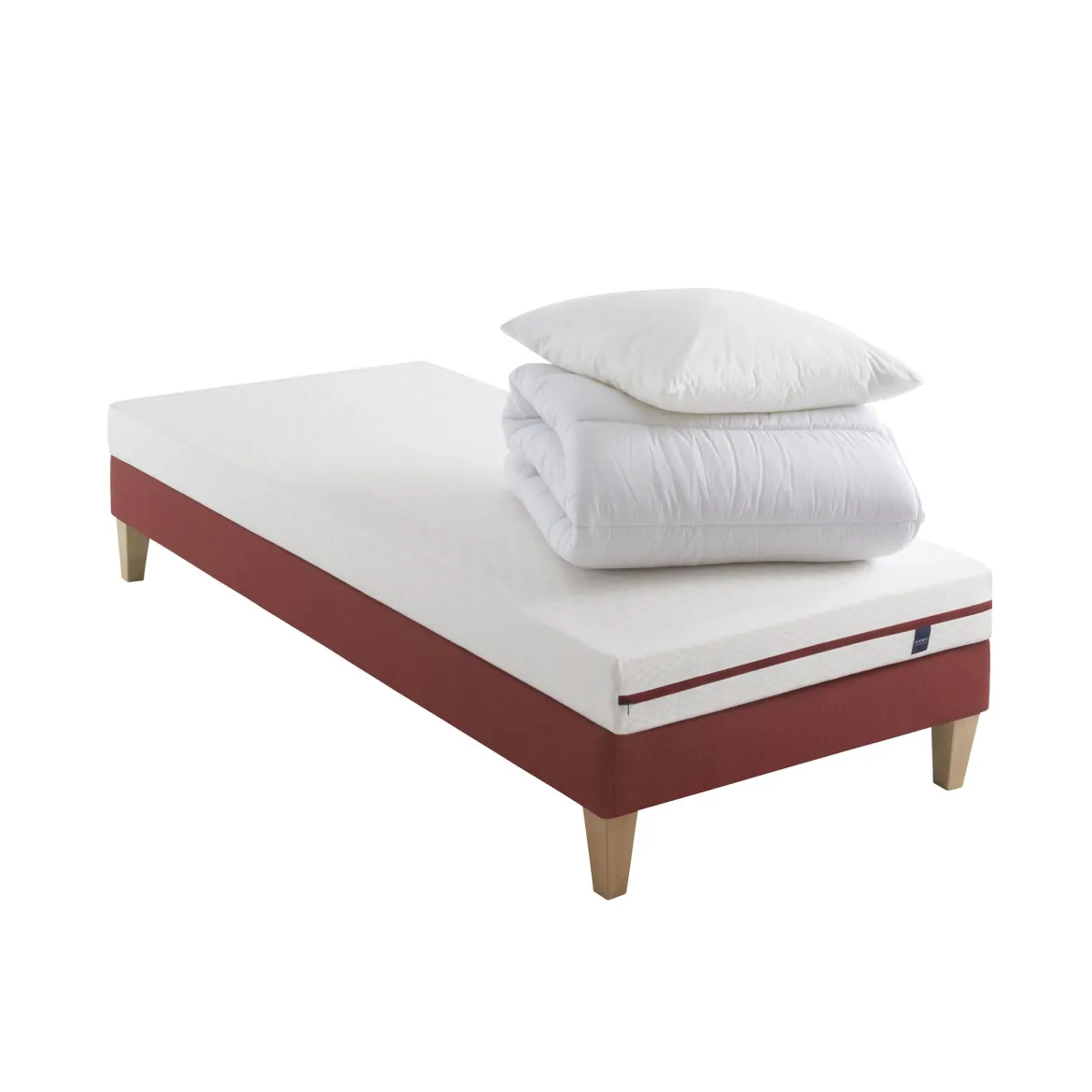 Ensemble matelas junior 100% latex, sommier, pieds, couette et oreiller Crépuscule 200 - SOMEO