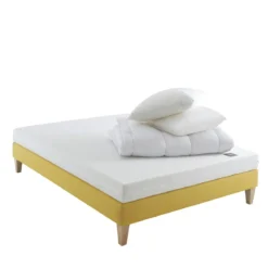 Ensemble matelas junior mousse, sommier, pieds, couette et oreiller Aurore 100 - SOMEO