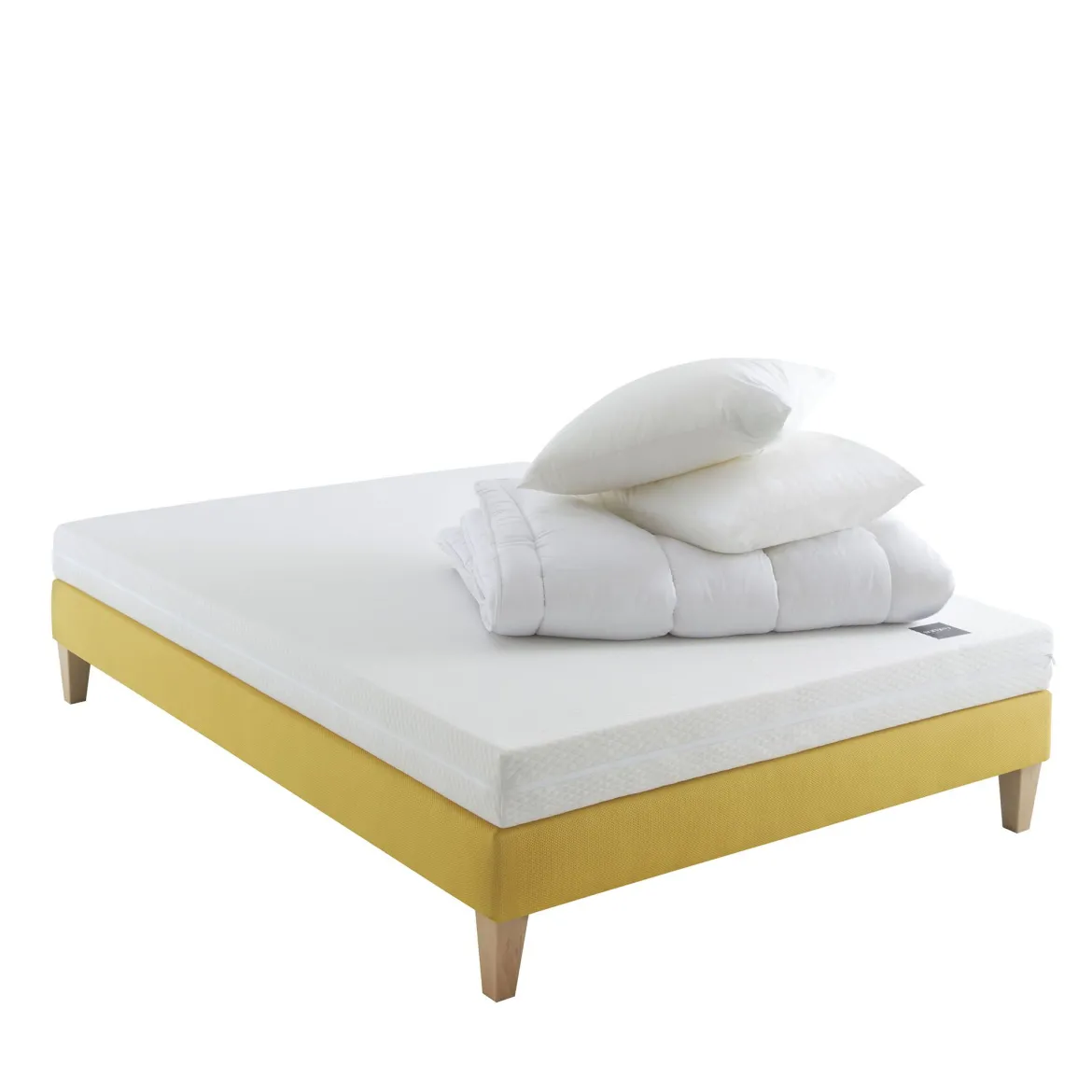Ensemble matelas junior mousse, sommier, pieds, couette et oreiller Aurore 100 - SOMEO