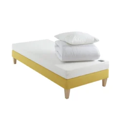 Ensemble matelas junior mousse, sommier, pieds, couette et oreiller Aurore 100 - SOMEO