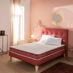 Ensemble matelas 100% latex, sommier, pieds, tête de lit, couette et oreiller Crépuscule 500 - SOMEO