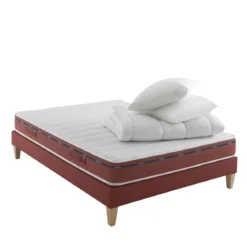 Ensemble matelas 100% latex, sommier, pieds, couette et oreiller Crépuscule 500 - SOMEO