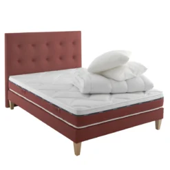 Ensemble matelas 100% latex, sommier, pieds, tête de lit, couette et oreiller Crépuscule 600 - SOMEO