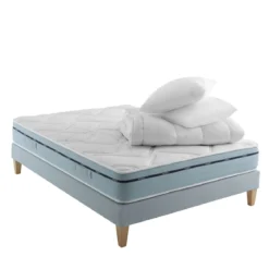 Ensemble matelas mémoire de forme, sommier, pieds, couette et oreiller Songe 500 - SOMEO