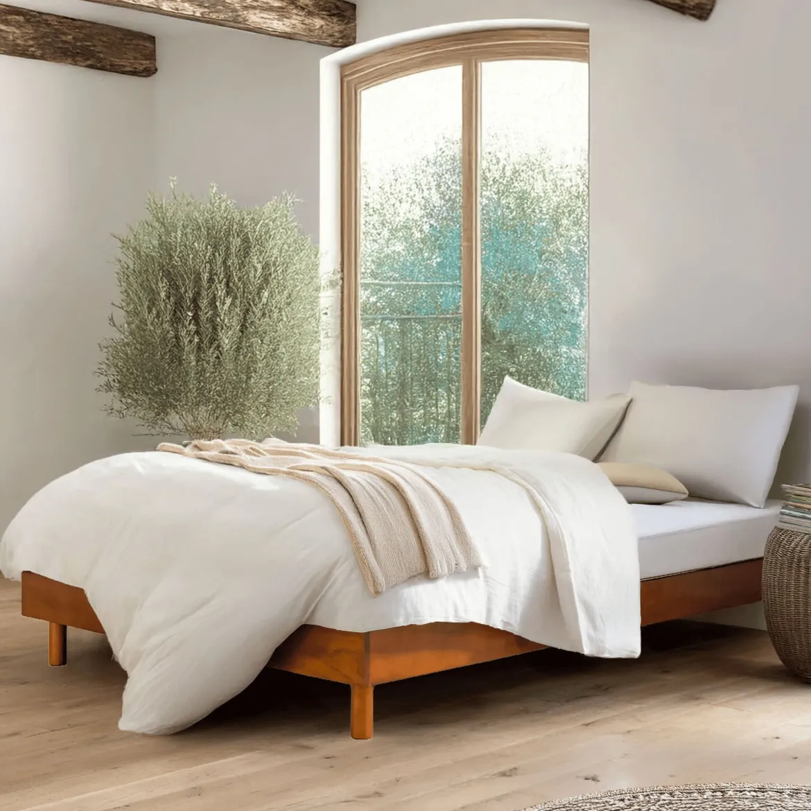 Ensemble matelas mousse + sommier bois massif