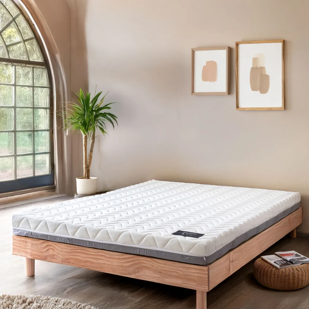 Ensemble matelas mousse + sommier bois massif