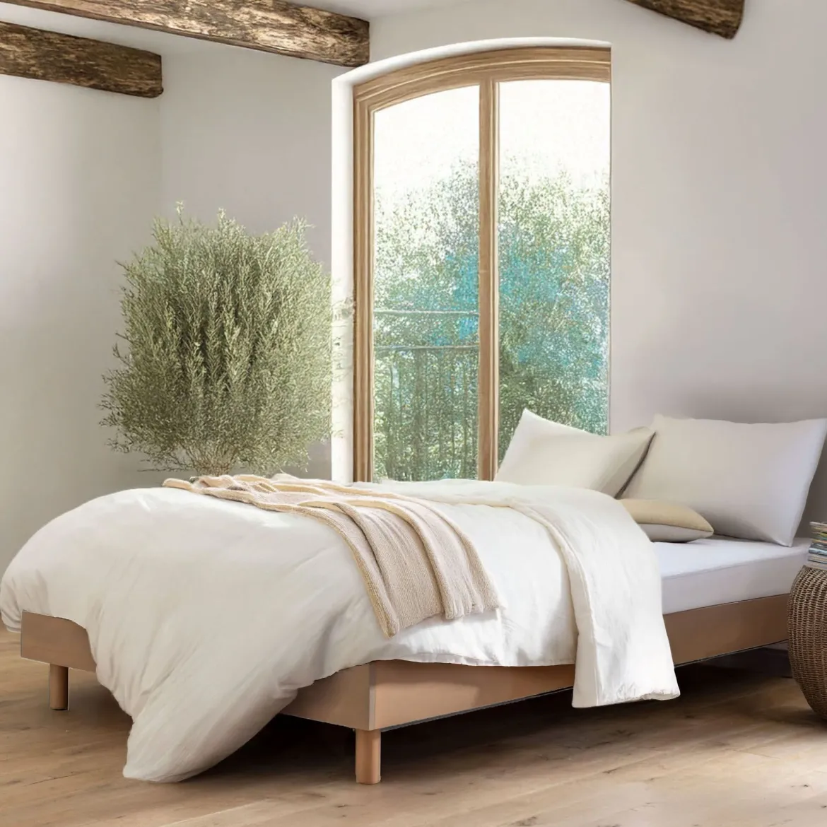 Ensemble matelas mousse + sommier bois massif
